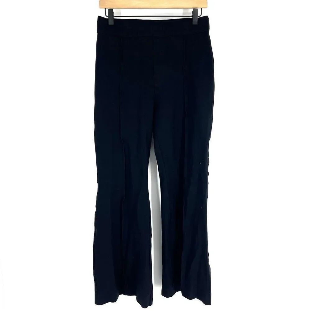 Spanx Pants Size Large Womens Black Ponte Stretch Perfect Fit Flare High Rise